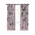 thumbnail image 7 of Pink Flowers Blackout Curtains for Bedroom, Spring Floral Purple Butterflies Farmhouse Thermal Insulated Kitchen Drapes with Grommets, Light Blocking Window Treatment, 2 Panels 52" x 45", 7 of 7