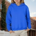 thumbnail image 2 of Girls Long Sleeve Solid Color Hooded Pullover Top For Kids And Tweens Casual Comfortable Sweatshirt 3-4 Years Blue, 2 of 4