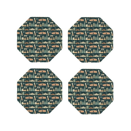 

Matuu UAE Travel1 1 for Cup Coasters Set of 4 Leather Coasters Desk Coasters for Office Measures 4” x 4”-Octagon