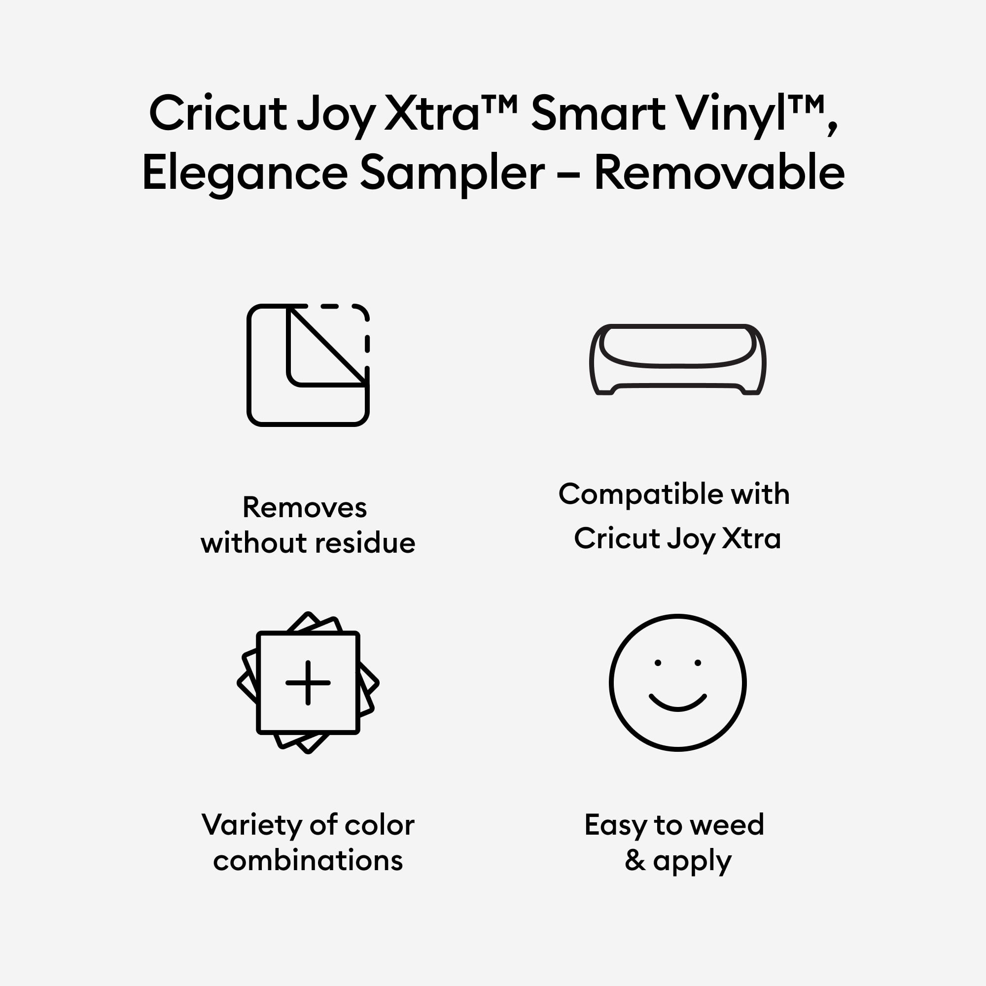 Cricut Joy Xtra Smart Vinyl Removable Sampler, Elegance (3 ct), 9.5" x 12"