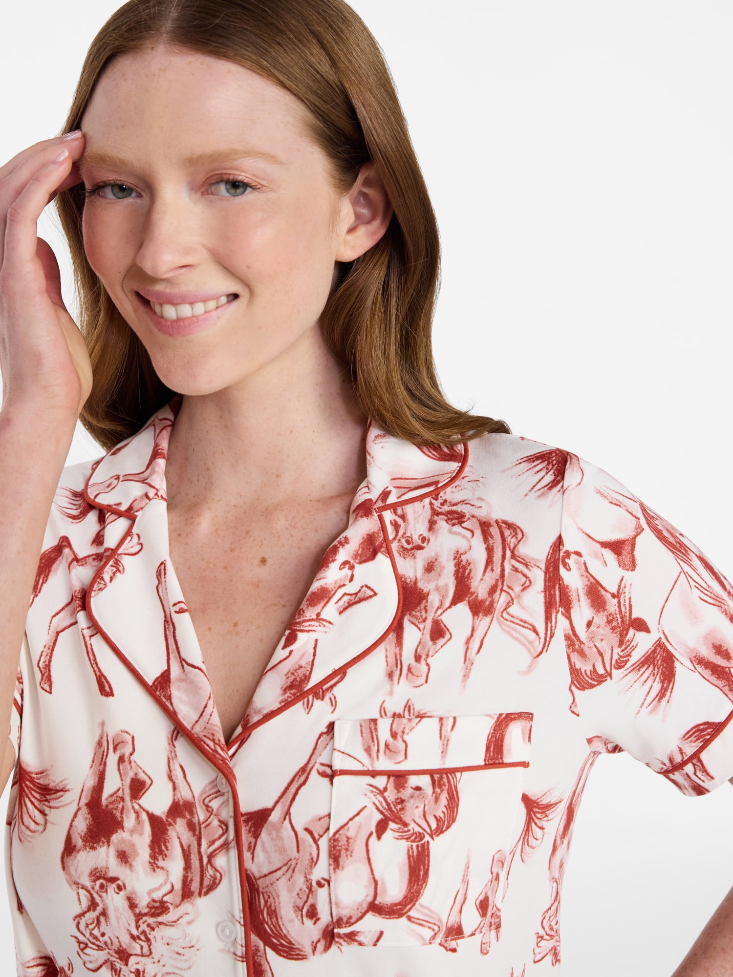 Joyspun Women's Dreamy Soft Collection Notch Collar Top and Capri Pants Pajama Set, 2-Piece, Sizes XS-3X