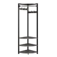 thumbnail image 1 of Space-Saving Semi-Circular Corner Coat Rack Hall Tree – 6 Double Hooks, 4 Storage Shelves, Shoe Bench – Freestanding Entryway Organizer for Hallway, Closet, or Apartment – Stone Grey, 1 of 8