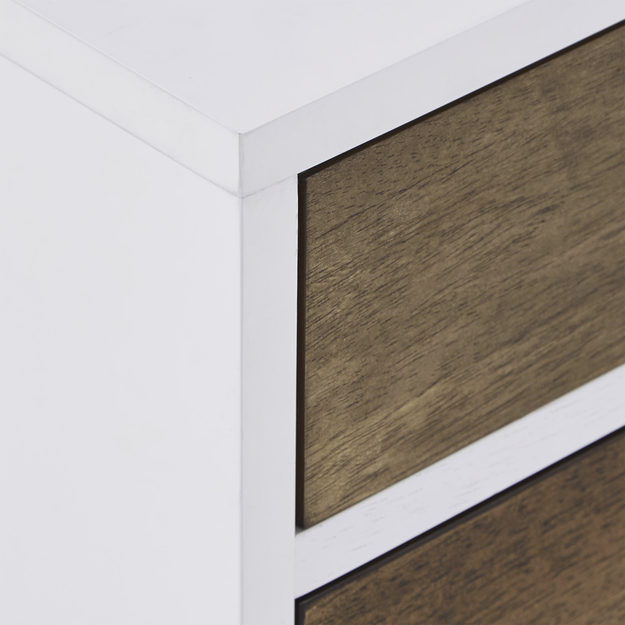 Weston Home Dorcas Mid-Century 3-Drawer Nightstand, White/Natural Finish