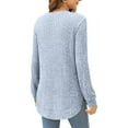 thumbnail image 3 of Tunic Blouses for Women Basic Scoop Neck Ribbed Knit Long Sleeve T-Shirts Loose Side Split Pullover Tops Shermie, 3 of 5