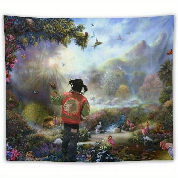 Rapper Tapestry Chief Keef in The Garden of Eden Tapestry, Wall Hanging, Funny College Room Hostel Decorations Bedroom Living Room Dorm Decor