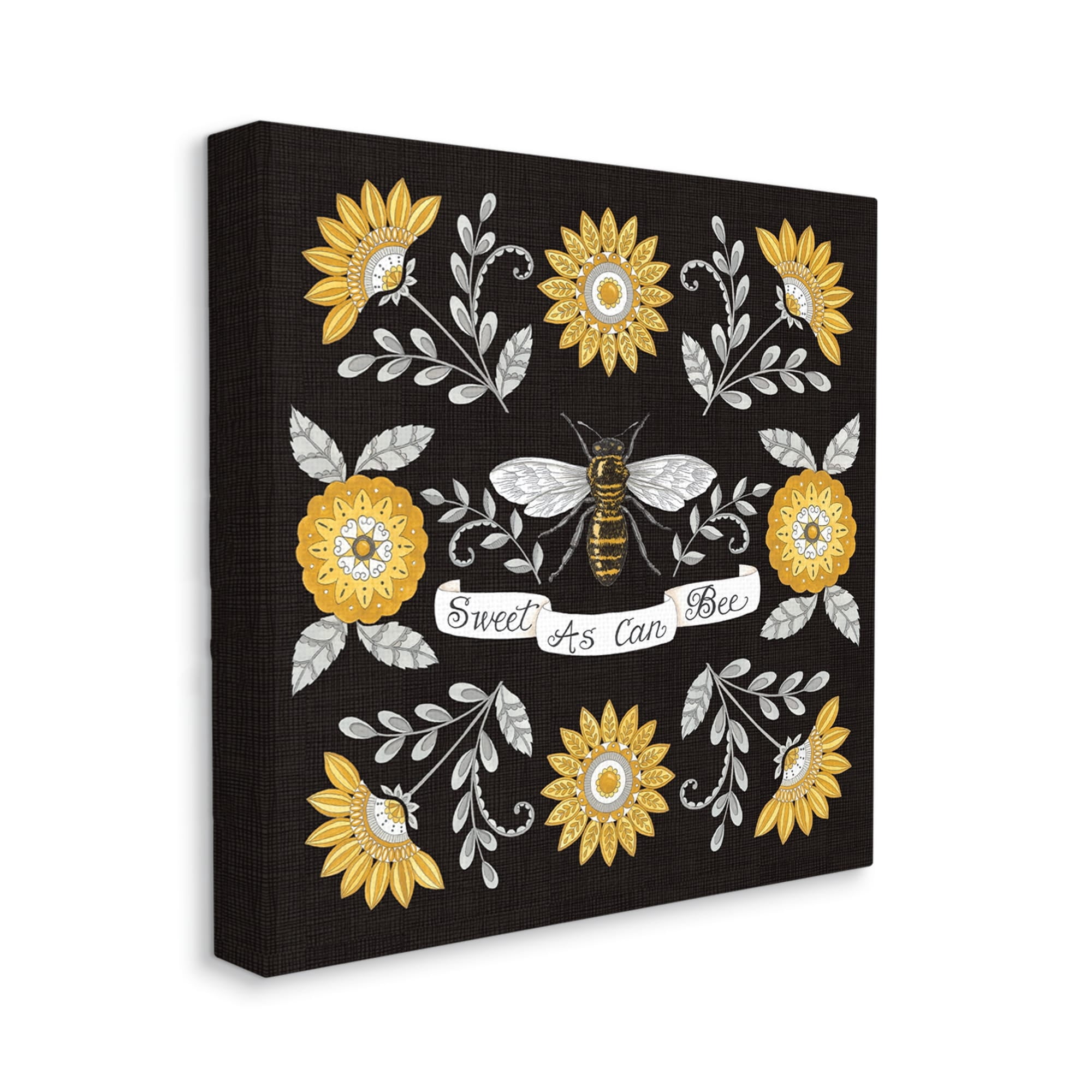 Stupell Industries Sweet as Can Bee Sentiment Vintage Floral Pattern, 24 x 24,Design by Deb Strain