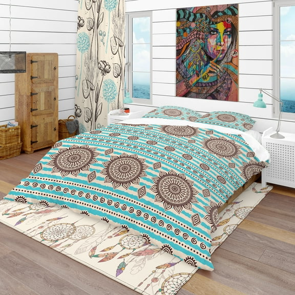 Designart 'Vintage Decorative Pattern' Bohemian & Eclectic Duvet Cover Set