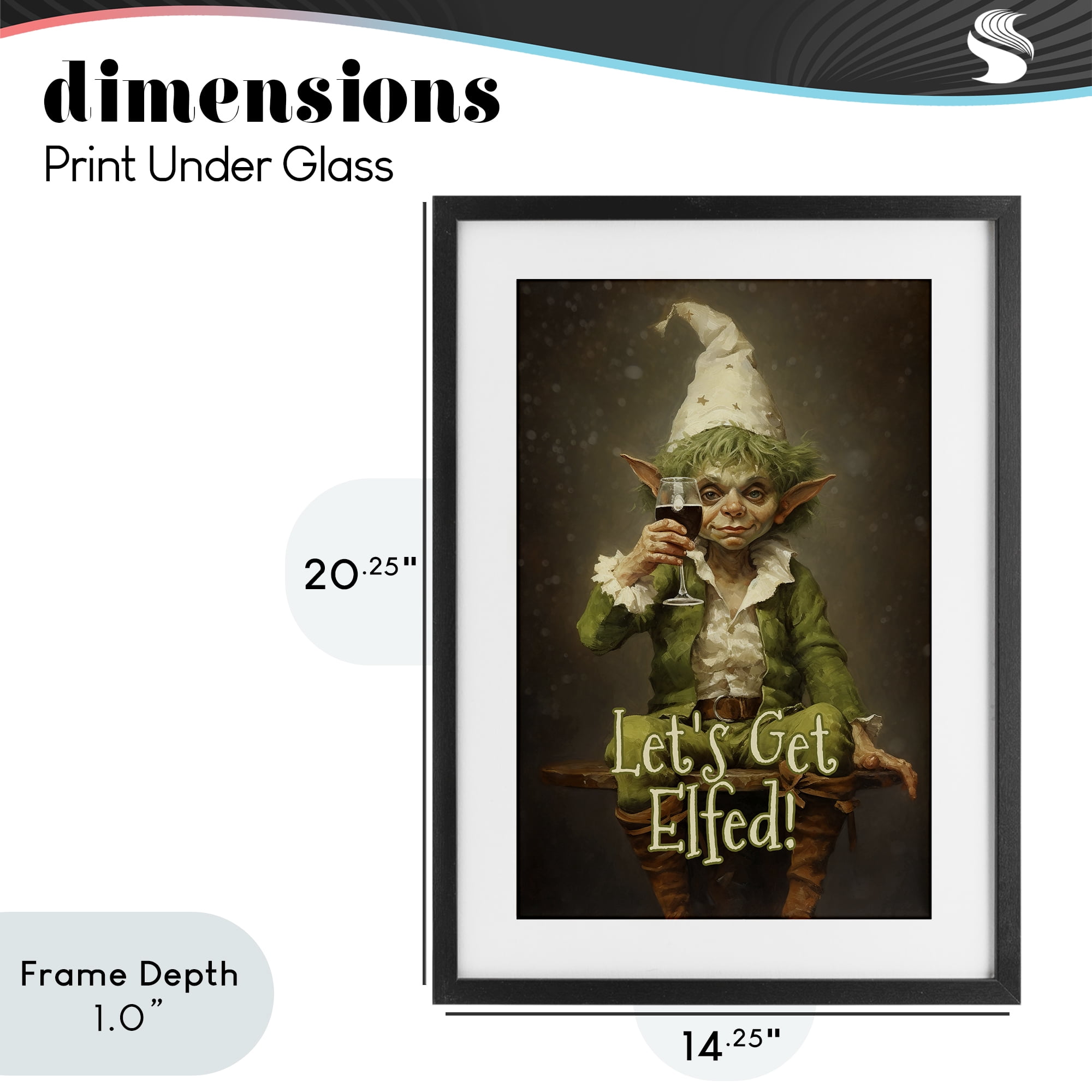 Stupell Industries Let's Get Elfed Black Framed Print Under Glass, design by Tina LeCour
