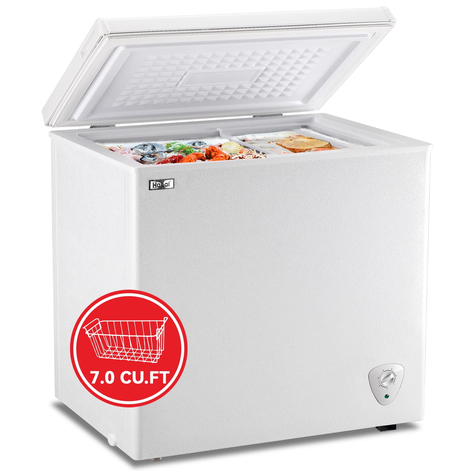 Chest Freezer 7.0 Cu.ft WANAI White Deep Freezers Freestanding 7 Temp
