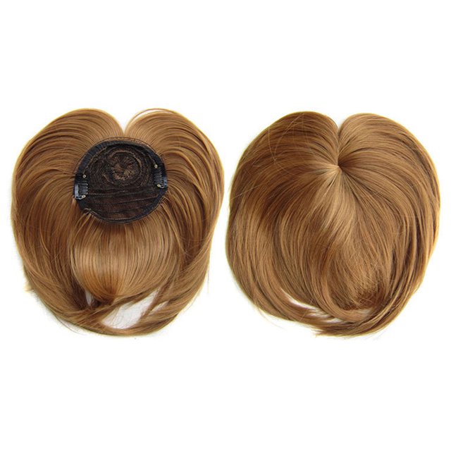 CAROOTU Seamless Silks-Base Hair Topper Fringe Hairpiece Straight Clip in Forehead Topper with Wispy Bangs