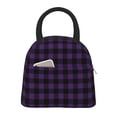 thumbnail image 1 of Balery Purple Black Plaid Bolsa de Almuerzo para Mujeres, Caja de Almuerzo, Bolsa de Almuerzo Pequeña Impermeable, Tote de Almuerzo Reutilizable con Gran Capacidad, 1 of 6