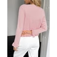 thumbnail image 6 of Womens Button Down Cardigan Sweaters Light-Weight Long Sleeve Crew Neck Summer Knit Open Front Tops Pink S, 6 of 7