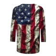 thumbnail image 6 of Feancey 3/4 Sleeve Womens Tops Casual Plus Size Fourth of July T-Shirt Distressed American Flag Print Blouse Soft Comfy Independence Day Tshirts Multicolor 4XL, 6 of 6