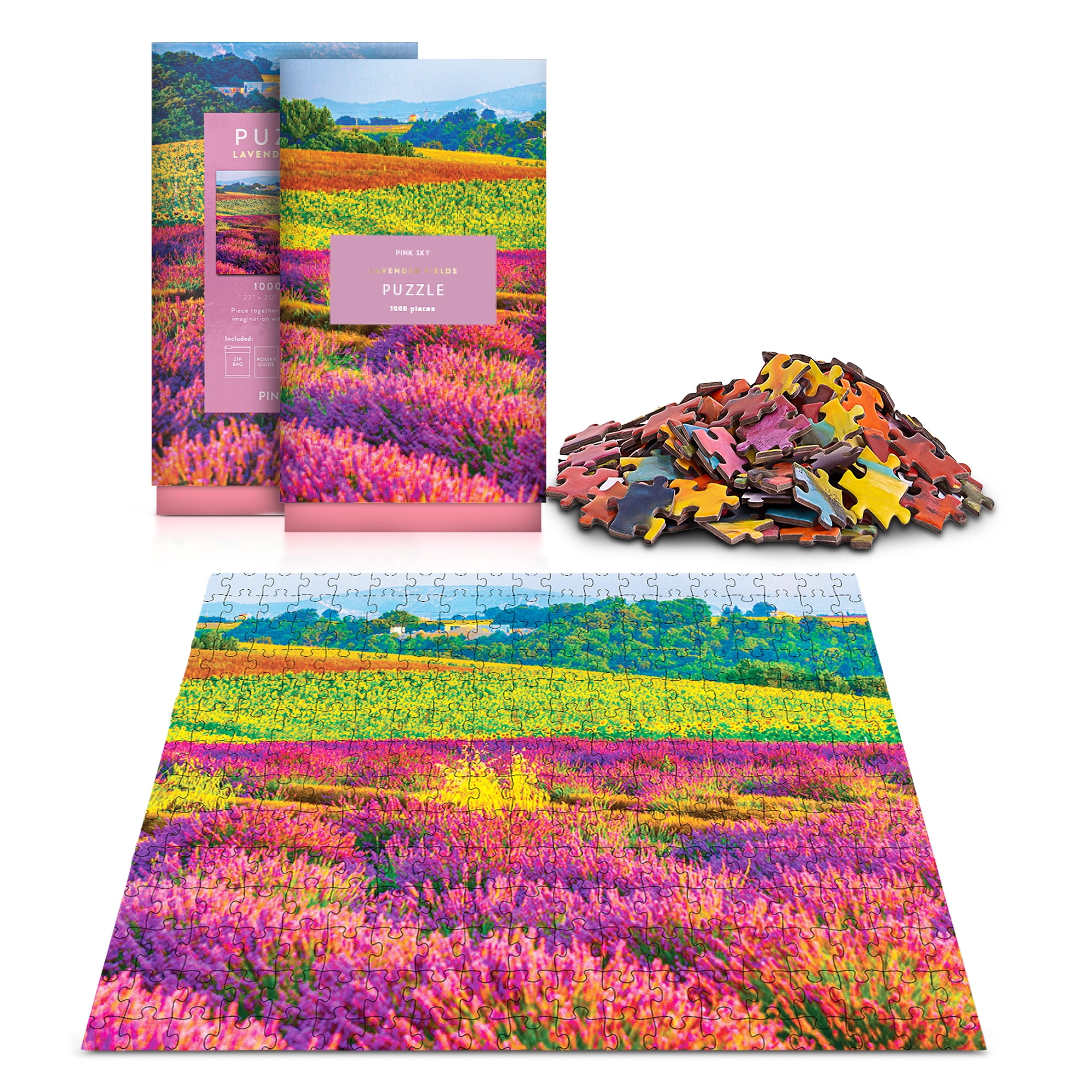 Floral Pink Sky 1000 Piece Jigsaw Puzzle in Cylinder Tube