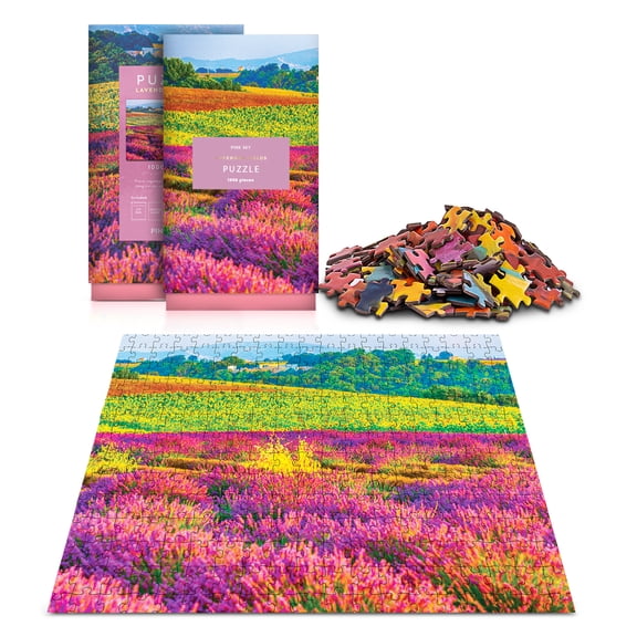 Lavendar Fields Pink Sky Puzzle 1000 Piece Rectangular Tube Gift Jigsaw Puzzle
