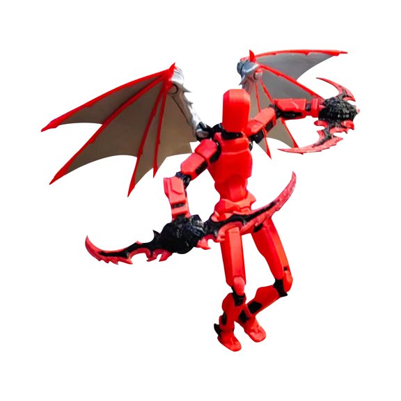 T13 Action Figure: Dark Angel - 3D Printed Articulated Collectible, A Unique Gothic Easter Gift for Adult Collectors(Red)
