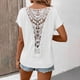 thumbnail image 5 of Camisetas de Mujer Casual, Cuello Redondo con Encaje de Manga Corta para la Oficina, la Fiesta Y el Uso Diario, 5 of 7