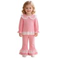 thumbnail image 5 of Mnyotv Toddler Baby Girl Clothes Ruffle Striped Long Sleeve Top Pants 2Pcs Fall Winter Outfits for Girls Size 2-3Y, 5 of 6