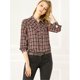 thumbnail image 2 of Camisa De Oficina Manga Larga Botón Arriba Trabajo A Cuadros Con Yugo Extendido Para Mujer Negro Rojo XL, 2 of 6