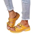 thumbnail image 3 of Domuza Orthopedic Sandals for Women Arch Support Flat Wedge Sandals Wide Non Slip Slip on Walking Shoes Comfortable 2026 New Foam Shoes Yellow 8（EU-40）, 3 of 4