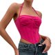 thumbnail image 2 of Tops De Corsé Halter 2023 nuevos pliegues de corte bajo que cavan agujeros que cuelgan del cuello correas halter chaleco de espina de pescado con anillo de acero en forma de diamante Cgtredaw Para estrenar, 2 of 6