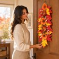 thumbnail image 6 of Cadancy Fall Wreath Artificial Maple Leaf Sunflower Door Swag with Berry Pumpkin Accent Hanging Ornament Thanksgiving Decorations Front Porch Harvest Seasonal Wall Decor, 6 of 6
