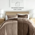 thumbnail image 6 of Noble Linens 3-Piece Taupe & Chocolate Reversible Down Alternative Comforter Set, Full/Queen, 6 of 12