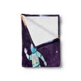 thumbnail image 2 of Universe Soft Flannel Fleece Throw Blanket, Astronaut in Space Globe Planets Solar System Rocket Exploration, Cozy Plush for Indoor and Outdoor Use, 60" x 80", Dark Purple Multicolor, by Ambesonne, 2 of 5