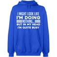 thumbnail image 2 of OXI Hoodie Sweatshirt - Look Like I'm Doing Nothing, Basic Casual Hoodie for Men's and Women Fleece Hoodie Long Sleeve - Royal Blue Large, 2 of 3