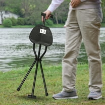 Toolven Foldable Walking Cane Seat, Ergonomic Design, Aluminum Alloy Frame, Supports Up to 249 lbs