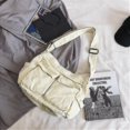thumbnail image 1 of Bolso bandolera tipo mensajero para hombre y mujer, bolso de lona para estudiantes, bolso de calle de gran capacidad, bolso informal de lona literario, 1 of 3