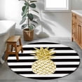 thumbnail image 3 of Pineapple Round Area Rug 3.3Ft Washable Circle Rugs for Dining Room Table, Modern Abstract Fruits Black White Stripe Non-Slip Carpet Floor Mats Indoor Outdoor Carpet Runner Aesthetic Home Decor, 3 of 8