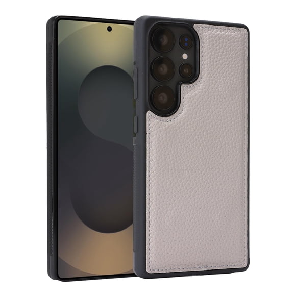 for Samsung Galaxy S26 PU Leather Case, Classic Shock Absorbing Ultra Slim Grip Friendly Drop Protective Back Cover, Gray