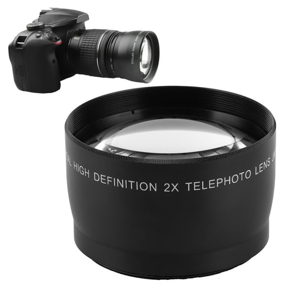 Telephoto Lens, Camera Auxiliary Lens, Black Moisture-resistance Durable High Transmittance Optical Glass and Alloy for Camera Lens with Filter Diameter of 55mm
