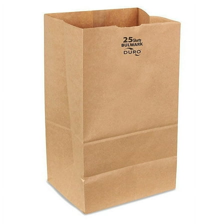 Duro Bag 25 lb Short Heavy Duty Kraft Grocery Bag, 8.25" x 6" x 16" | 400/Count