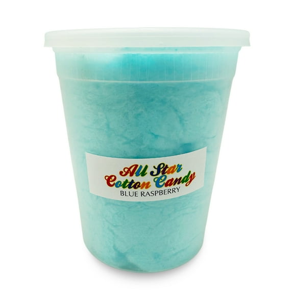 Blue Raspberry Cotton Candy – Light, Fluffy Treat in a 32 oz Tub (2.6 oz Cotton Candy Inside)