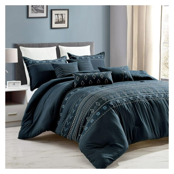 Luxury 7-Piece Full/Queen Size Comforter Set w/Shams Cushions, Modern Bright Designs,BedCover Bed in Bag(22306, , F/Q) 22306-gemini