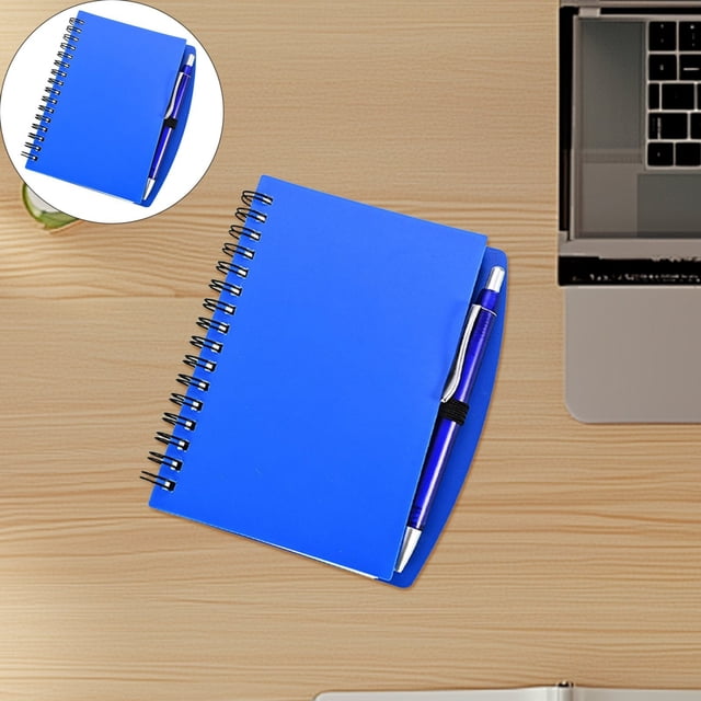 Blue A6 Student Notebook with Pen, PP Loose Leaf Business Journal, College Ruled Notebook for Homework and Office