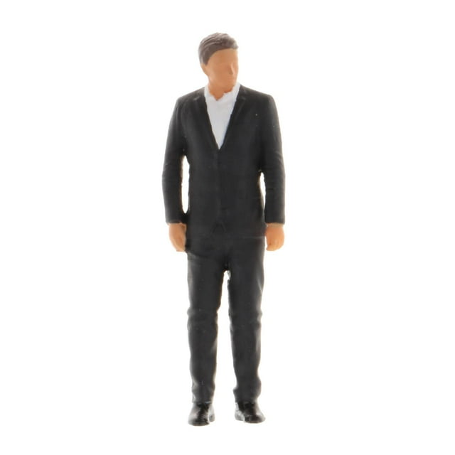 Figuras de personas masculinas perfke pintadas a mano realistas Plástico Traje negro modelo de resina 1:64