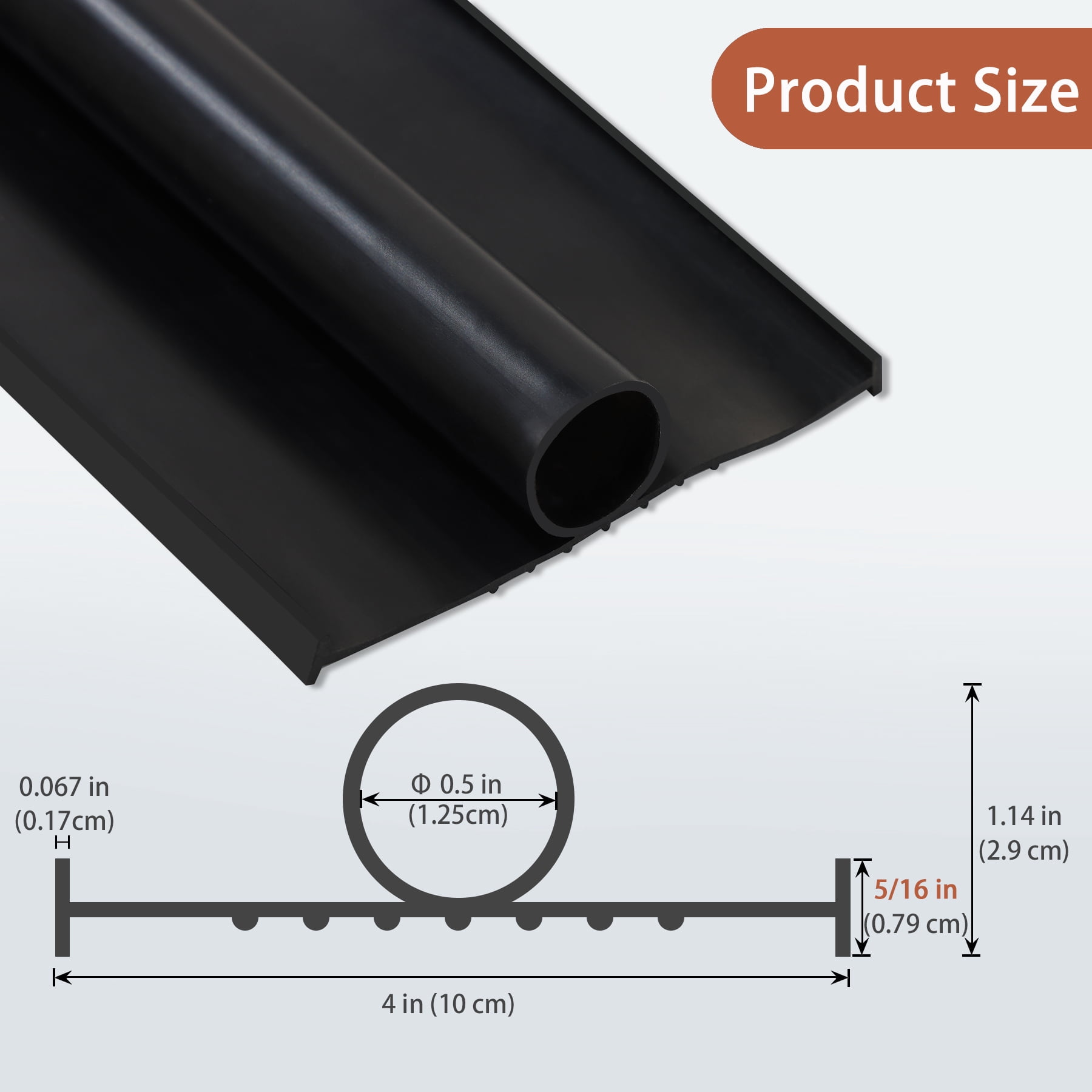 Gaahing Garage Door Bottom Seal Strip, 9.8 FT Replacement Weather Stripping, Impact Buffer Sealing Weatherstrip, Fits 5/16" T-End Double Track