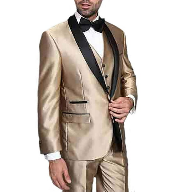 AceAnneDeals Mens Three Piece Tuxedo Suit Sets Regular Fit Shawl