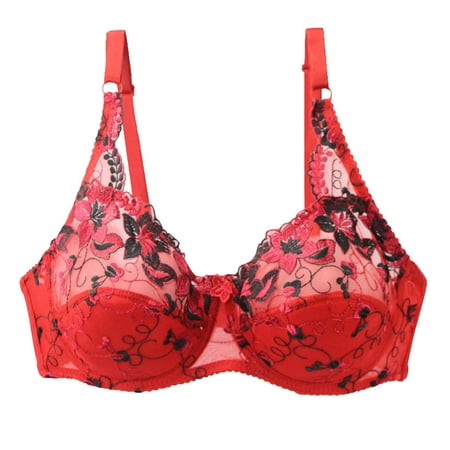 

ZMHEGW Women s Sports Bra Full Coverage Bra Floral Red 100D 1-Pack