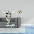 thumbnail image 2 of Escultura de cabeza de toro tribal para colgar en la pared, adorno artístico para oficina, , dormitorio y estatua de caballo, obra de art, 2 of 8