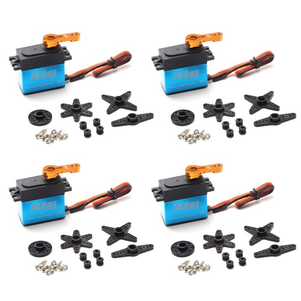 Esc Servo Digital 20kg alto Torque 4 Uds 180 ° servo de engranaje de acero inoxidable para 1/8 1/10 1/12 escala RC coches Robot manipulador con brazo 25T Eccomum Esc