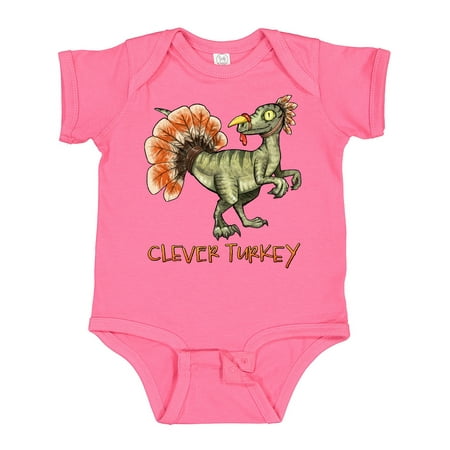 

Inktastic Clever Turkey Thanksgiving Dinosaur Gift Baby Boy or Baby Girl Bodysuit