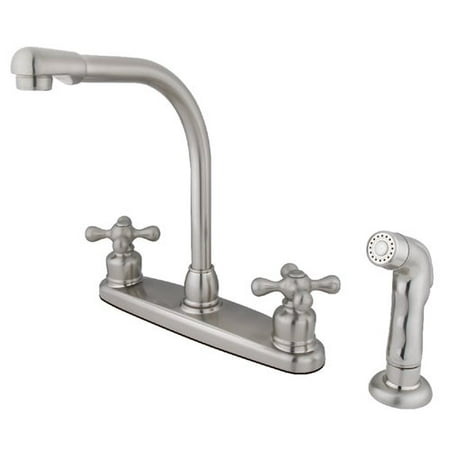 Kingston Brass Victorian High Arch Double Handle Kitchen Faucet with Side