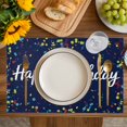 thumbnail image 4 of Happy Birthday Placemats Set of 6, Navy Blue Modern Abstract Art Placemats for Dining Table, Place Mats for Kitchen Tabletop, Waterproof Wipeable Dining Table Mats Set, 4 of 9