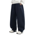 thumbnail image 2 of HOWPAY Baggy Sweatpants Boys Open Bottom Wide Leg Elastic Waist Drawstring Lounge Pants with Pockets Solid Color Athletic Sweat Pants Navy, 2 of 7