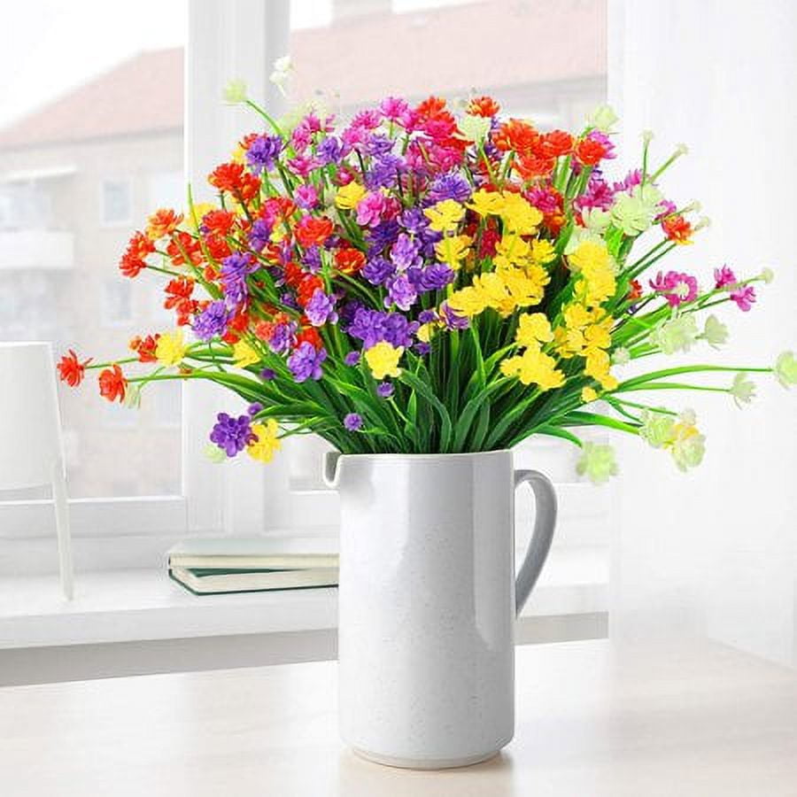 ZOELNIC Artificial Daffodils Flowers, 10 Bundles Fake Flowers with Stems, UV Resistant No Fade Plastic Plants Faux Flowers Bouquet for Indoor Outdoor Home Garden Decoration
