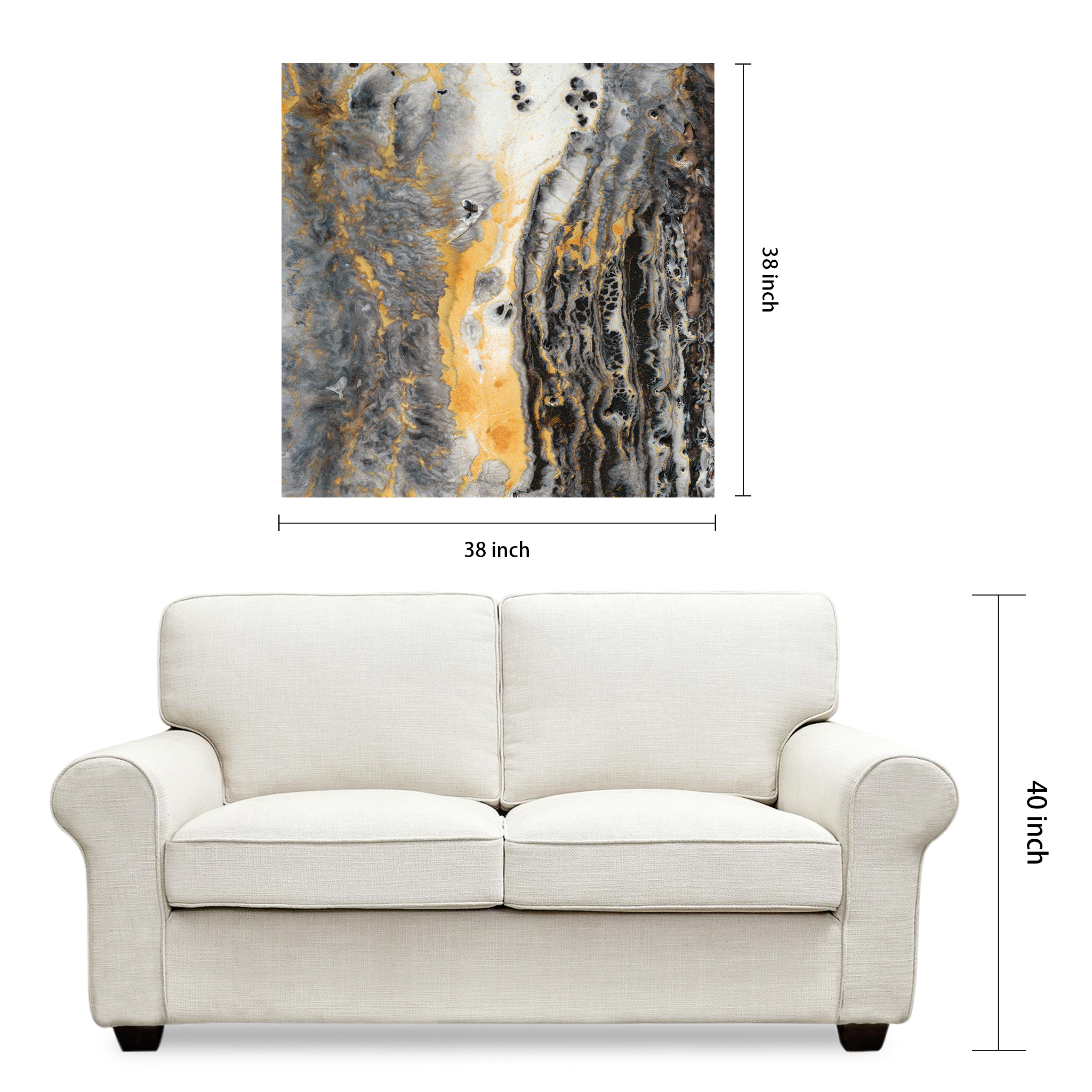 Empire Art Direct Bands of Gold A & B Frameless Free Floating Tempered Glass Panel Graphic Wall Art, 38" x 38" each, Ready to Hang